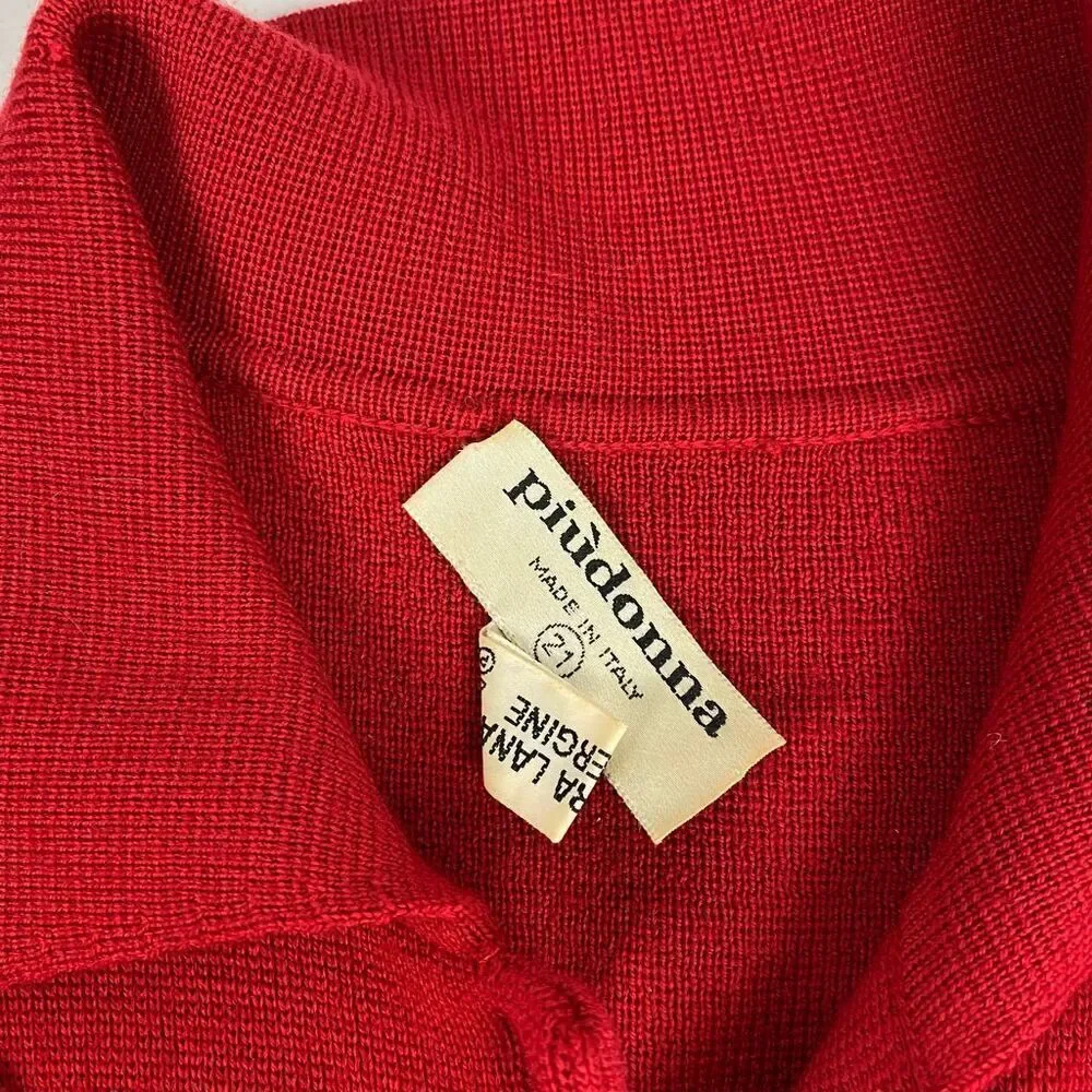 Rare Piudonna Red Virgin Wool Crewelwork Dress